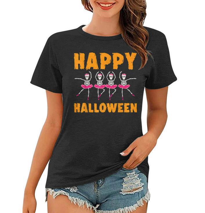 Happy Halloween Lazy Costume Dancing Skeleton Ballerina  Women T-shirt