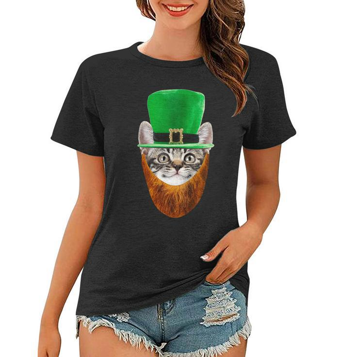 Happy St Catricks Day Funny Cat Ginger Beard St Patricks Day Tshirt Women T-shirt