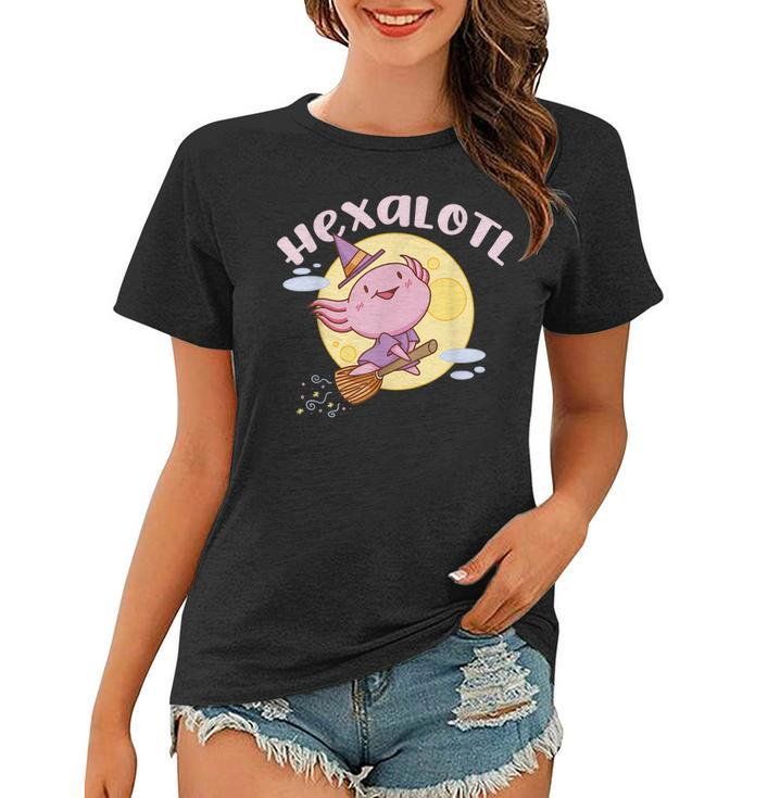 Hexalotl Funny Axolotl Witch Halloween Kawaii Meme  Women T-shirt