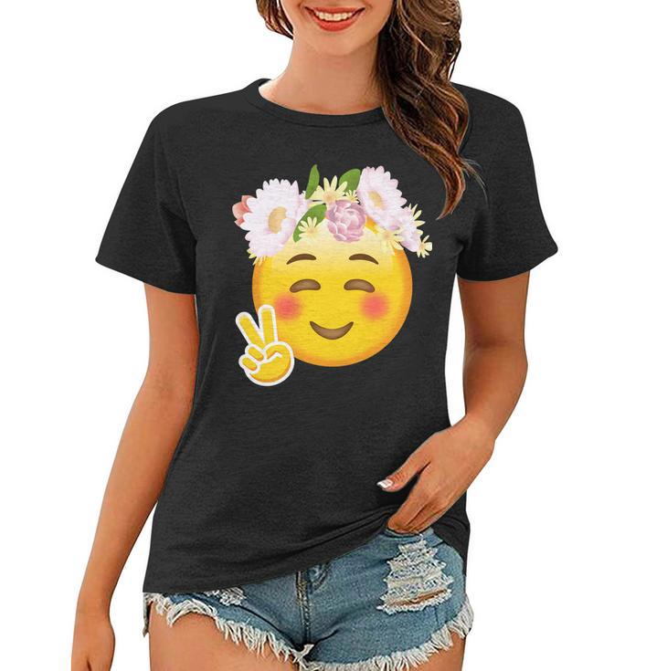 Hippy Smiley Face Peace Sign Tshirt Women T-shirt