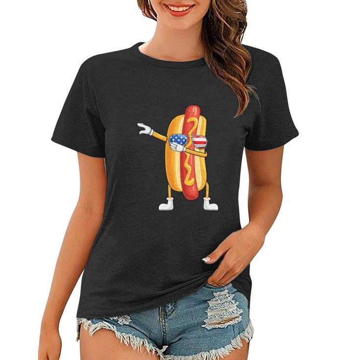 Hot Dog July 4Th Funny Dabbing Hotdog Women T-shirt
