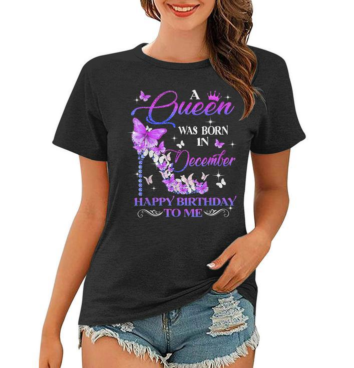 Hot Lips A Queen Was Born In December Happy Birthday To Me Women T-shirt