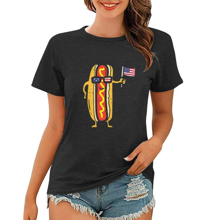 Hotdog Sunglasses American Flag Funny 4Th Of July Women T-shirt