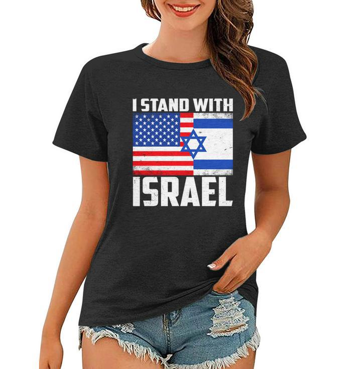 I Stand With Israel Us Flags United Distressed Women T-shirt