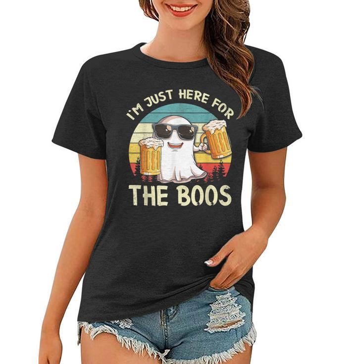 Im Just Here For The Boos Funny Halloween Beer Lovers Drink  Women T-shirt