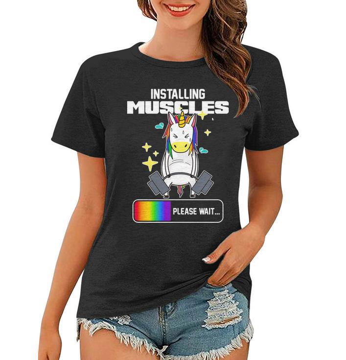 Installing Muscles Unicorn Lifting Women T-shirt