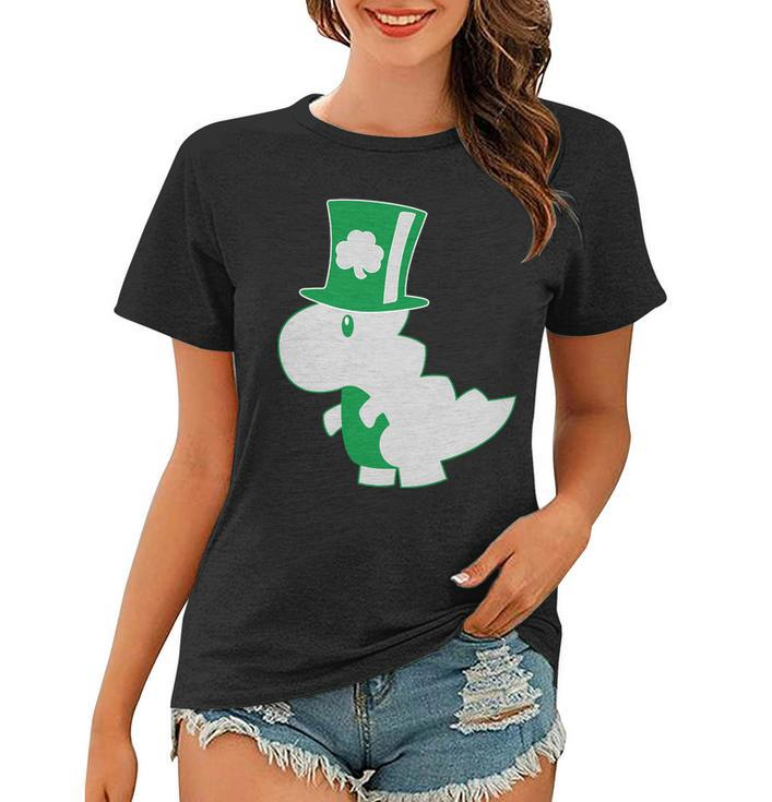 Irish T-Rex Dinosaur Clover Cute St Patricks Day Tshirt Women T-shirt