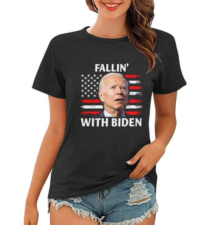 Joe Biden Falling Off Bike Fallin With Biden Women T-shirt