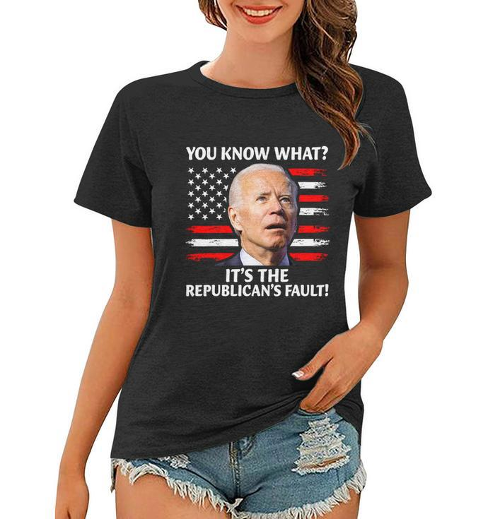 Joe Biden Falling Off Bike Its The Republicans Fault Women T-shirt