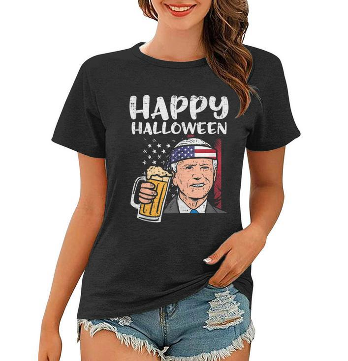 Joe Biden Us Flag Happy Halloween Funny Patriotic Men Women Women T-shirt