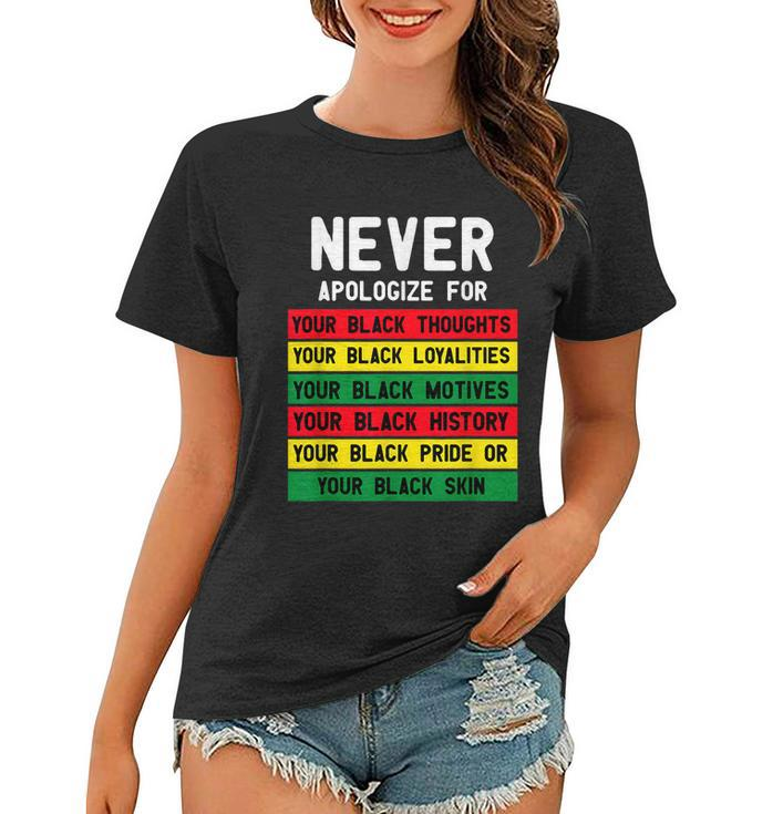 Juneteenth Black Pride Never Apologize For Your Blackness Women T-shirt