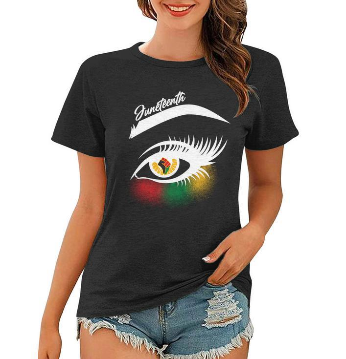 Juneteenth Red Gold Green Eyelashes Women T-shirt