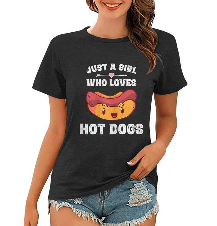 Just A Girl Who Loves Hot Dogs  Funny Hot Dog Graphic Design Printed Casual Daily Basic Women T-shirt