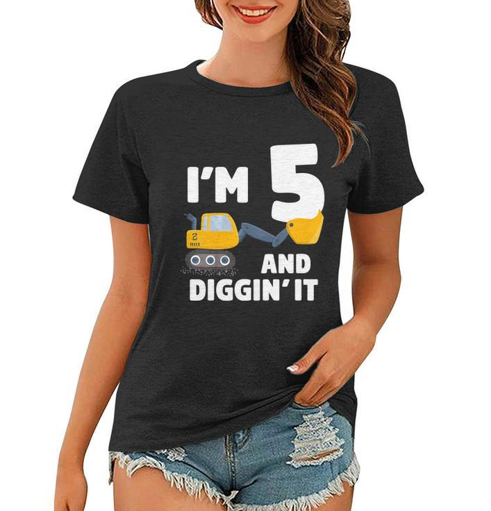 Kids Construction Truck 5Th Birthday Boy 5 Year Old Meaningful Gift Women T-shirt