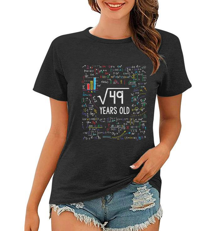 Kids Square Root Of 49 7Th Birthday 7 Year Old Funny Gift Math Bday Cool Gift Women T-shirt