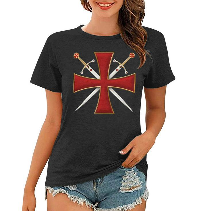 Knight Templar T Shirt-Cross And Sword Templar-Knight Templar Store Women T-shirt