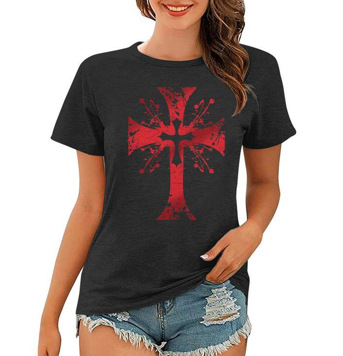 Knight Templar T Shirt - The Warrior Of God Bloodstained Cross - Knight Templar Store Women T-shirt