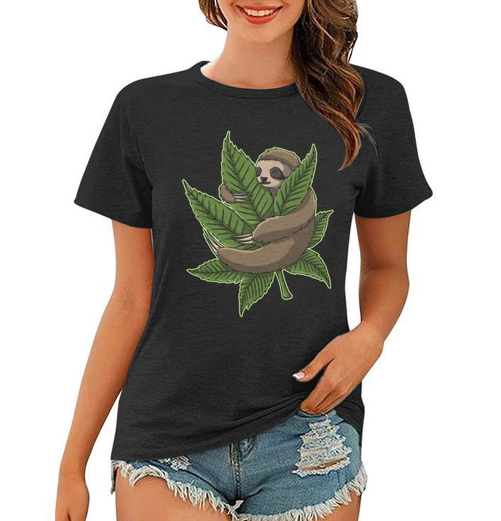 Lazy Sloth Cannabis Leaf Women T-shirt