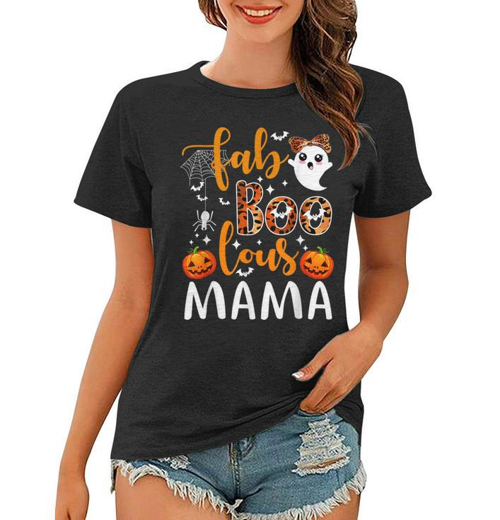 Leopard Fab Boo Lous Mama Spooky Mama Halloween Costume Gift  Women T-shirt