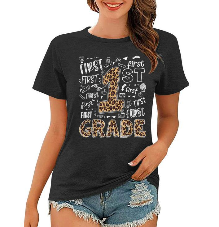 Leopard Print 1St Grade Teacher Kids Back To School  Women T-shirt