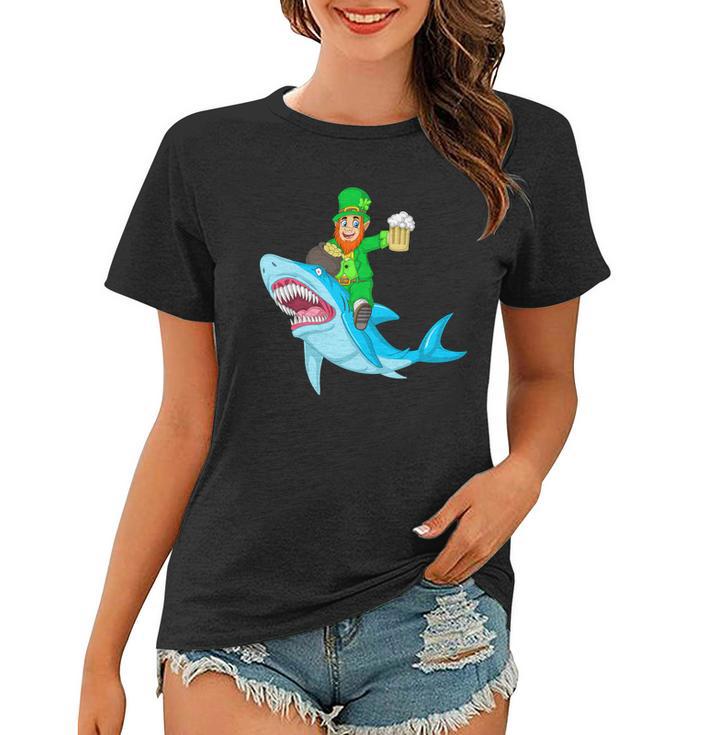 Leprechaun Riding Shark St Patricks Day Women T-shirt