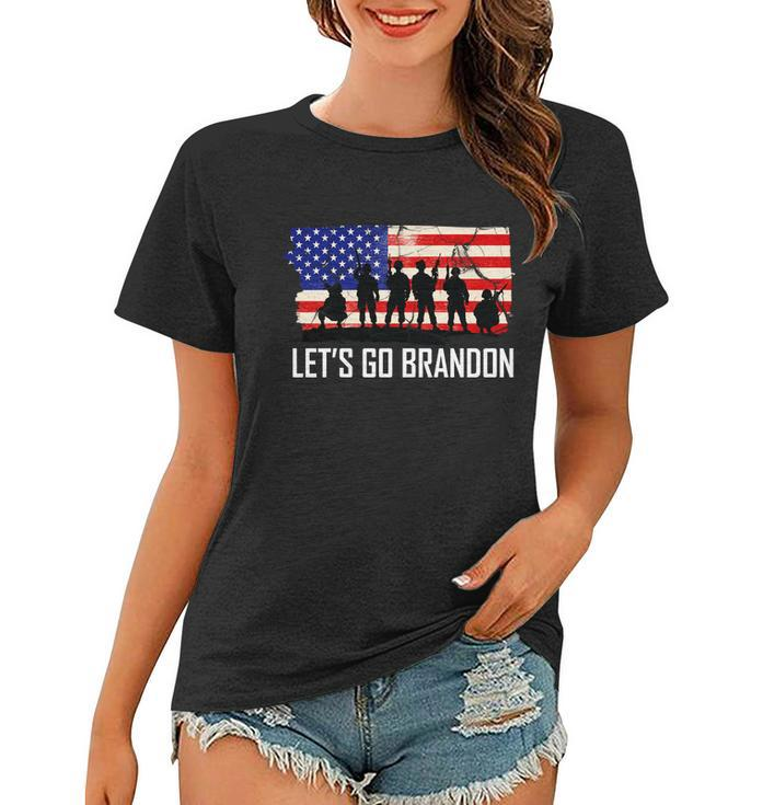Lets Go Brandon Military Troops American Flag Tshirt Women T-shirt