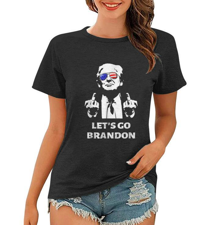 Lets Go Brandon Trump Middle Finger Tshirt Women T-shirt