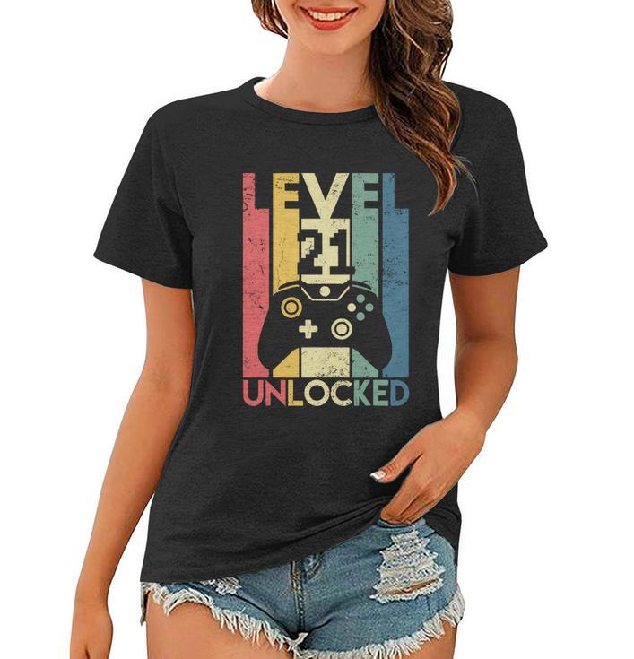 Level 21 Unlocked Shirt Funny Video Gamer 21St Birthday Gift Women T-shirt