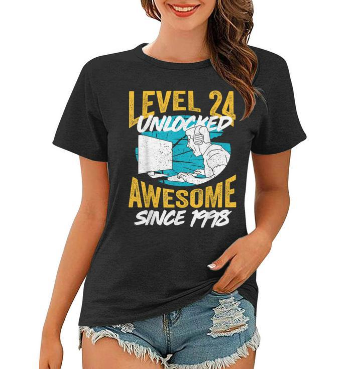 Level 24 Unlocked Awesome 1998 24Th Birthday Man Video Game  Women T-shirt