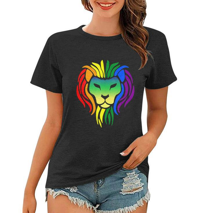 Lgbt Gay Pride Flag Proud Lion Lgbt Gay Pride Graphic Design Printed Casual Daily Basic Women T-shirt