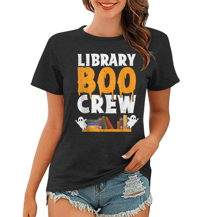 Library Boo Crew School Librarian Ghost Halloween Boys Girls  Women T-shirt