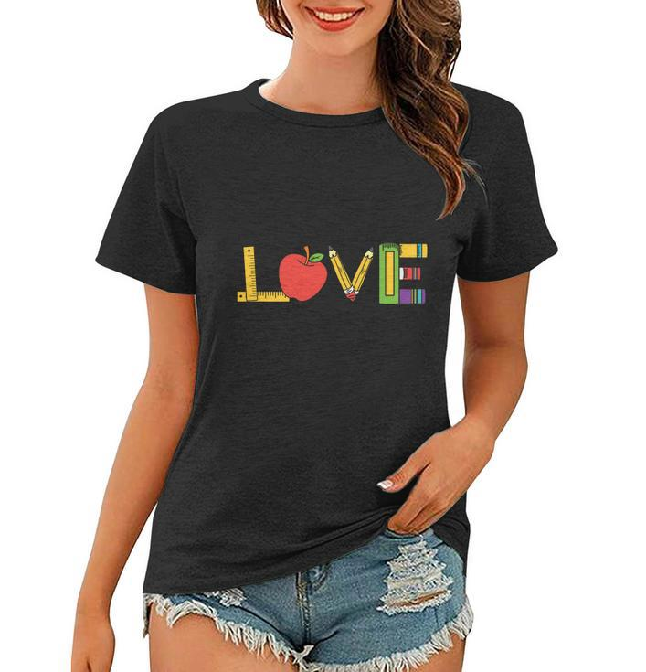 Love Teacher Life Apple Pencil Ruler Teacher Quote Graphic Shirt For Female Male Women T-shirt