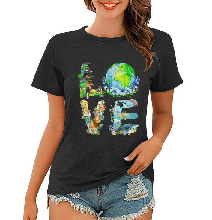 Love World Earth Day 2022 Planet Environmental Animal Tshirt Women T-shirt