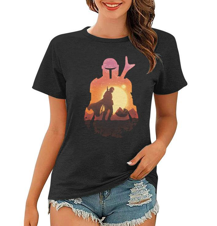 Mando Sunset Illustration Cool Graphic Tshirt Women T-shirt