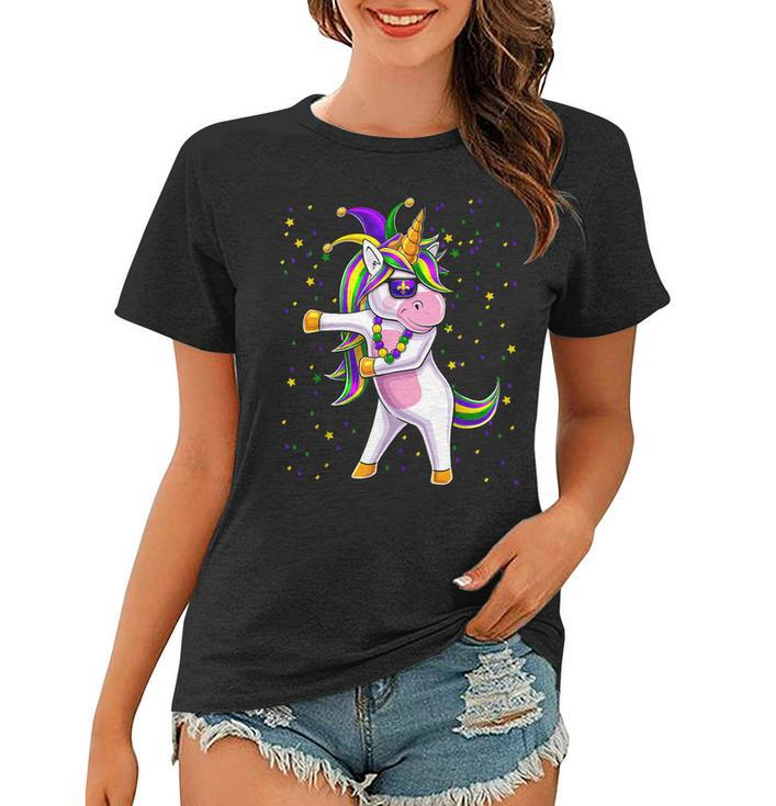 Mardi Gras Flossing Unicorn Jester Hat Unicorn Gifts  Women T-shirt