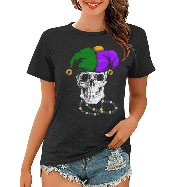 Mardi Gras Skull Jester Hat Women T-shirt