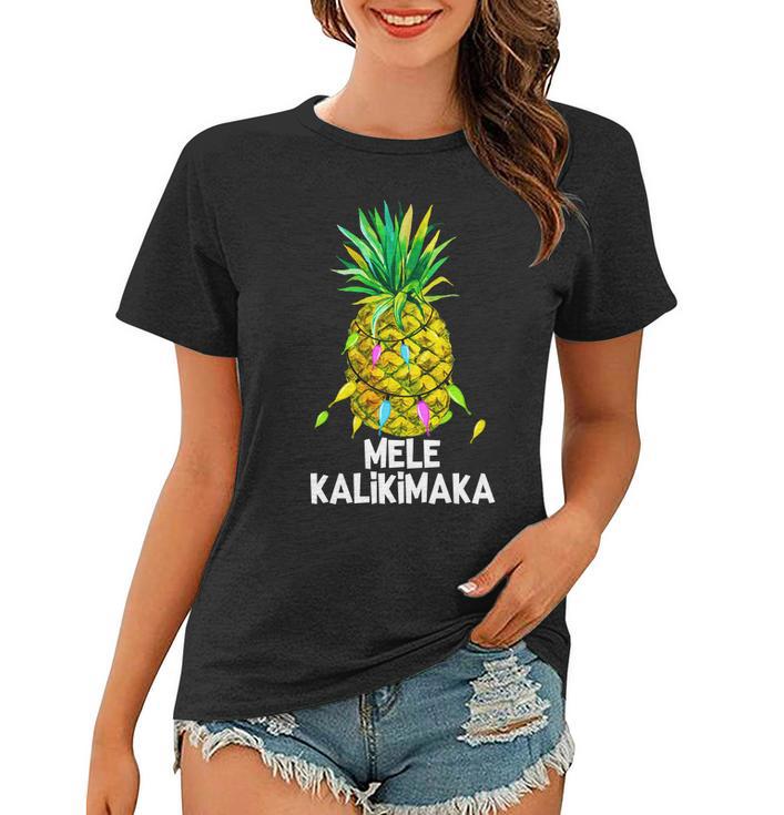 Mele Kalikimaka Pineapple Christmas Lights Women T-shirt