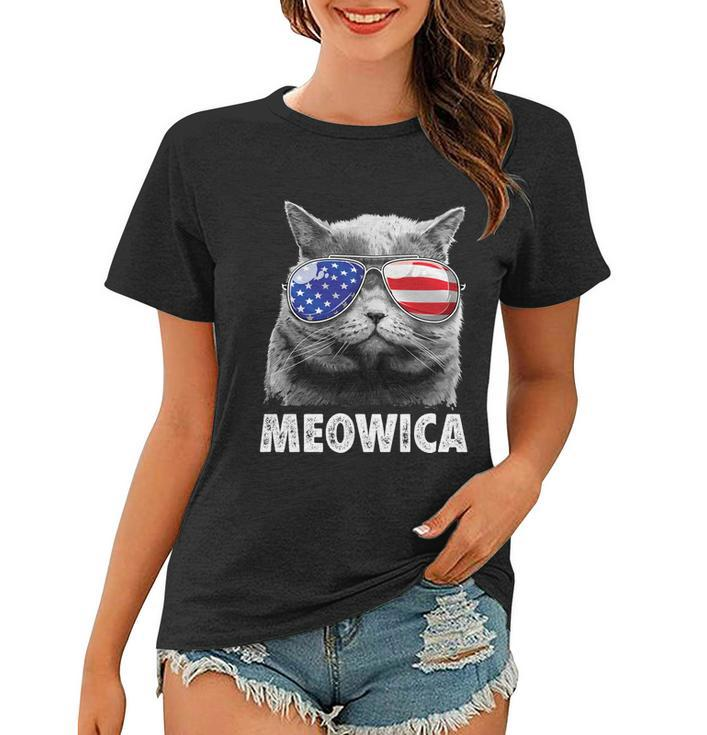 Meowica Cat 4Th Of July Merica Men Women Usa American Flag Women T-shirt