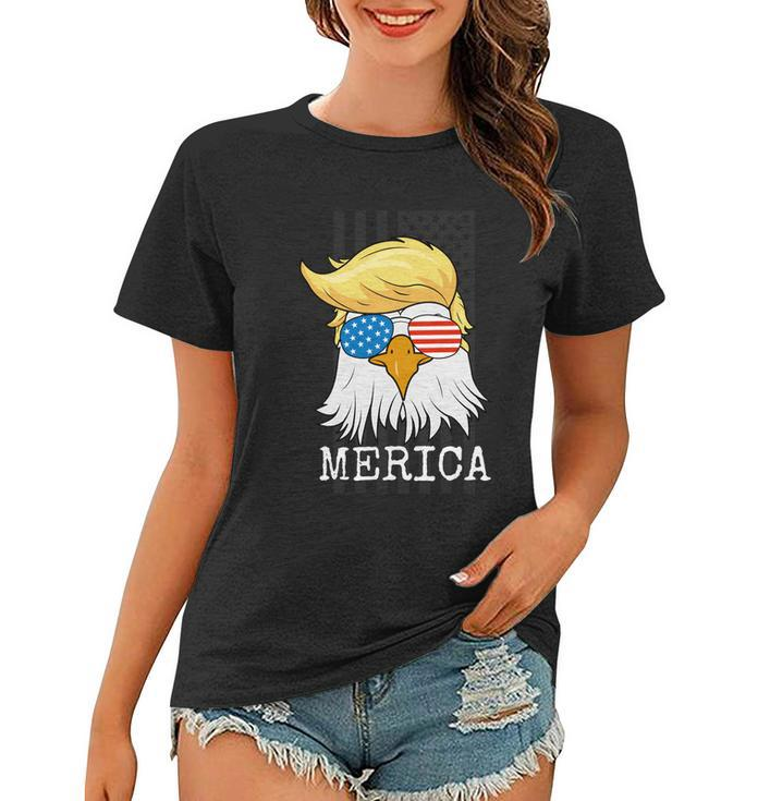 Merica Bald Eagle 4Th Of July Trump American Flag Funny Gift Women T-shirt