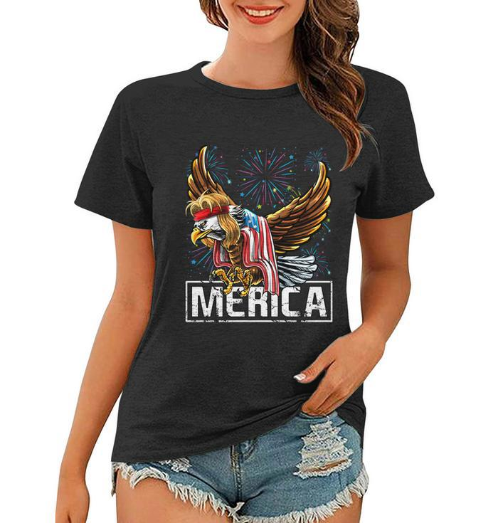 Merica Bald Eagle Mullet 4Th Of July American Flag Patriotic Funny Gift Women T-shirt