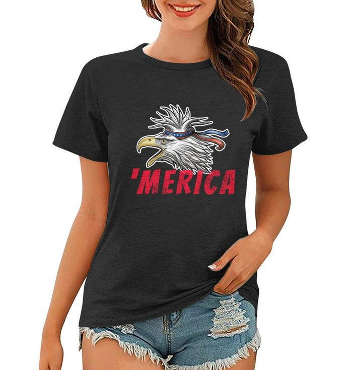 Merica Usa Bald Eagle Mullet Distressed 4Th Of July Gift Funny Gift Women T-shirt
