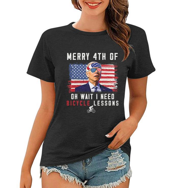 Merry 4Th Of July Biden Bike Bicycle Falls Off Funny V3 Women T-shirt