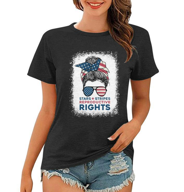 Messy Bun American Flag Stars Stripes Reproductive Rights Gift V3 Women T-shirt