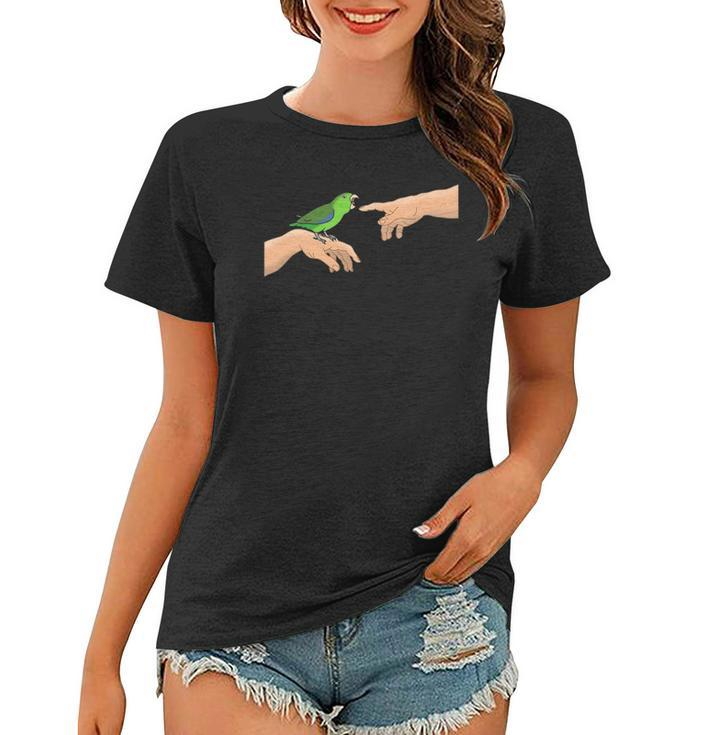 Michelangelo Angry Green Parrotlet Birb Memes Parrot Owner Women T-shirt