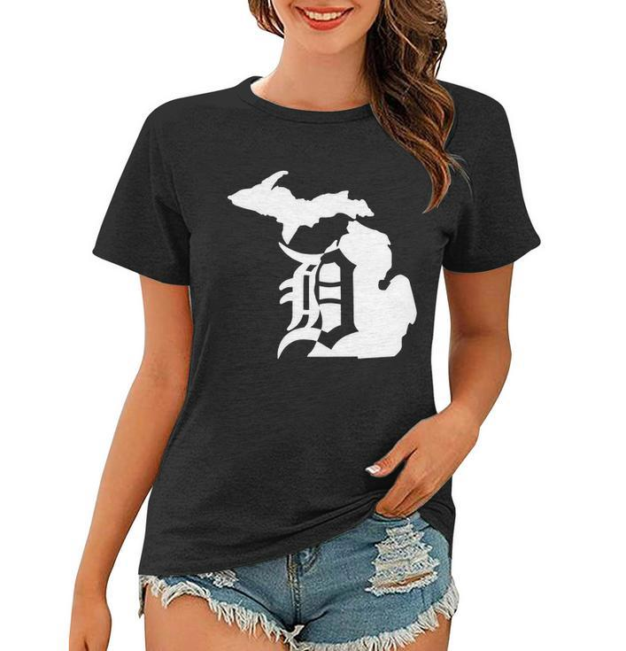 Michigan Mitten Old English D Detroit Tshirt Women T-shirt