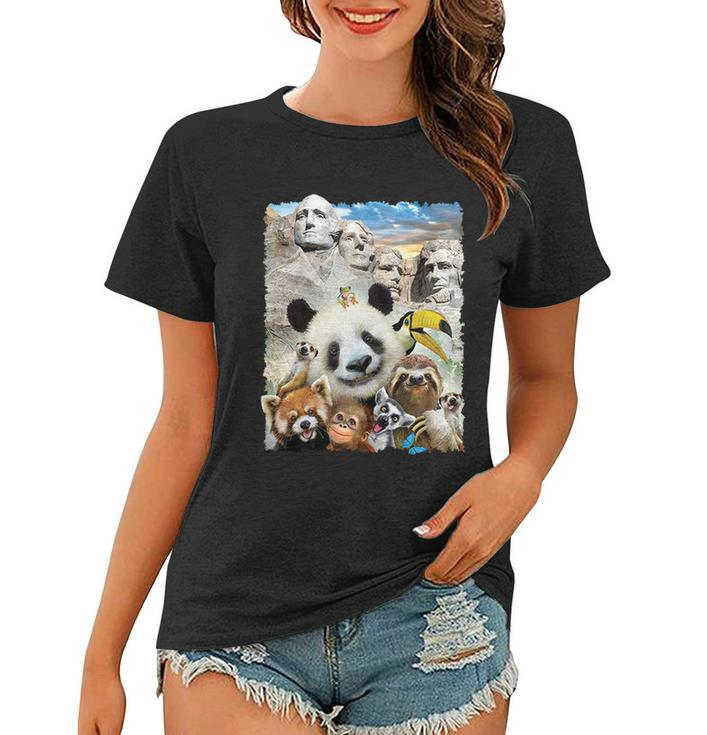 Mt Rushmore Wild Animals Selfie Tshirt Women T-shirt