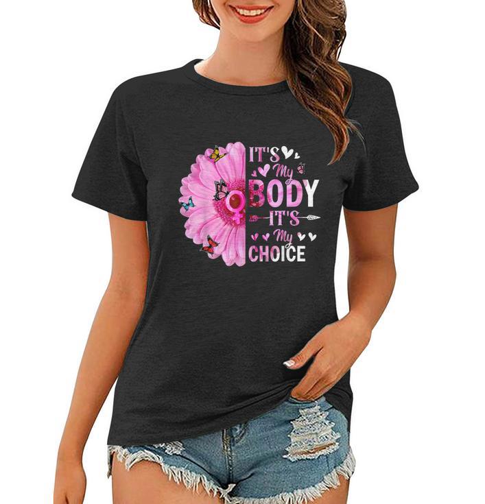 My Body Choice Uterus Business Butterfly Flower Women T-shirt