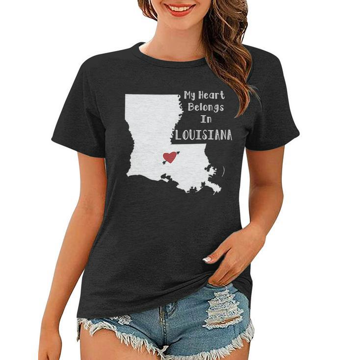 My Heart Belongs In Louisiana Graphic Design Printed Casual Daily Basic Women T-shirt