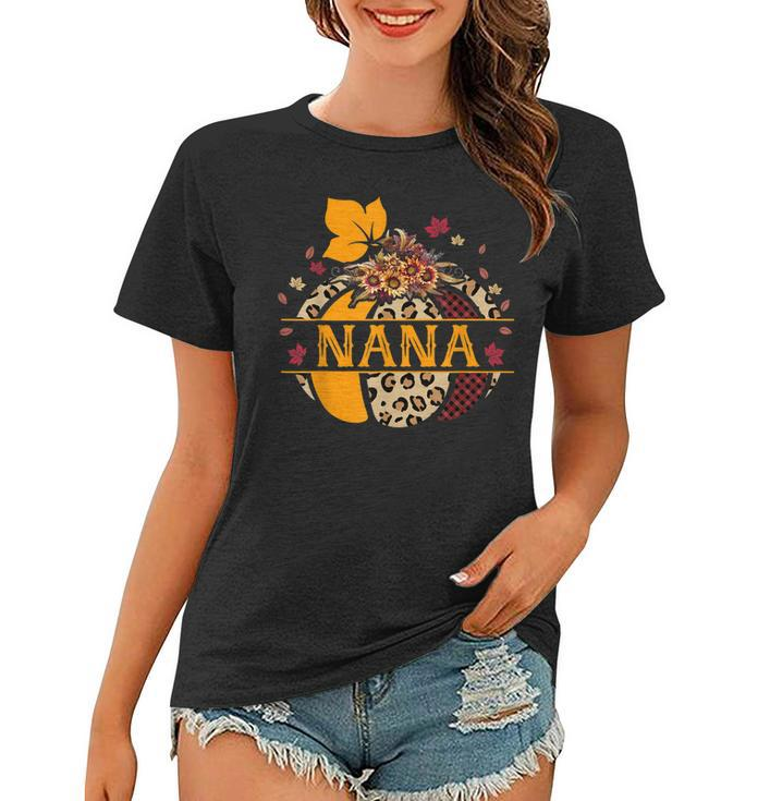 Nana Pumpkin Leopard Sunflower Halloween  Women T-shirt