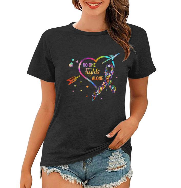 No One Fight Alone Arrow Heart Fight Cancer Ribbon Meaningful Gift Women T-shirt